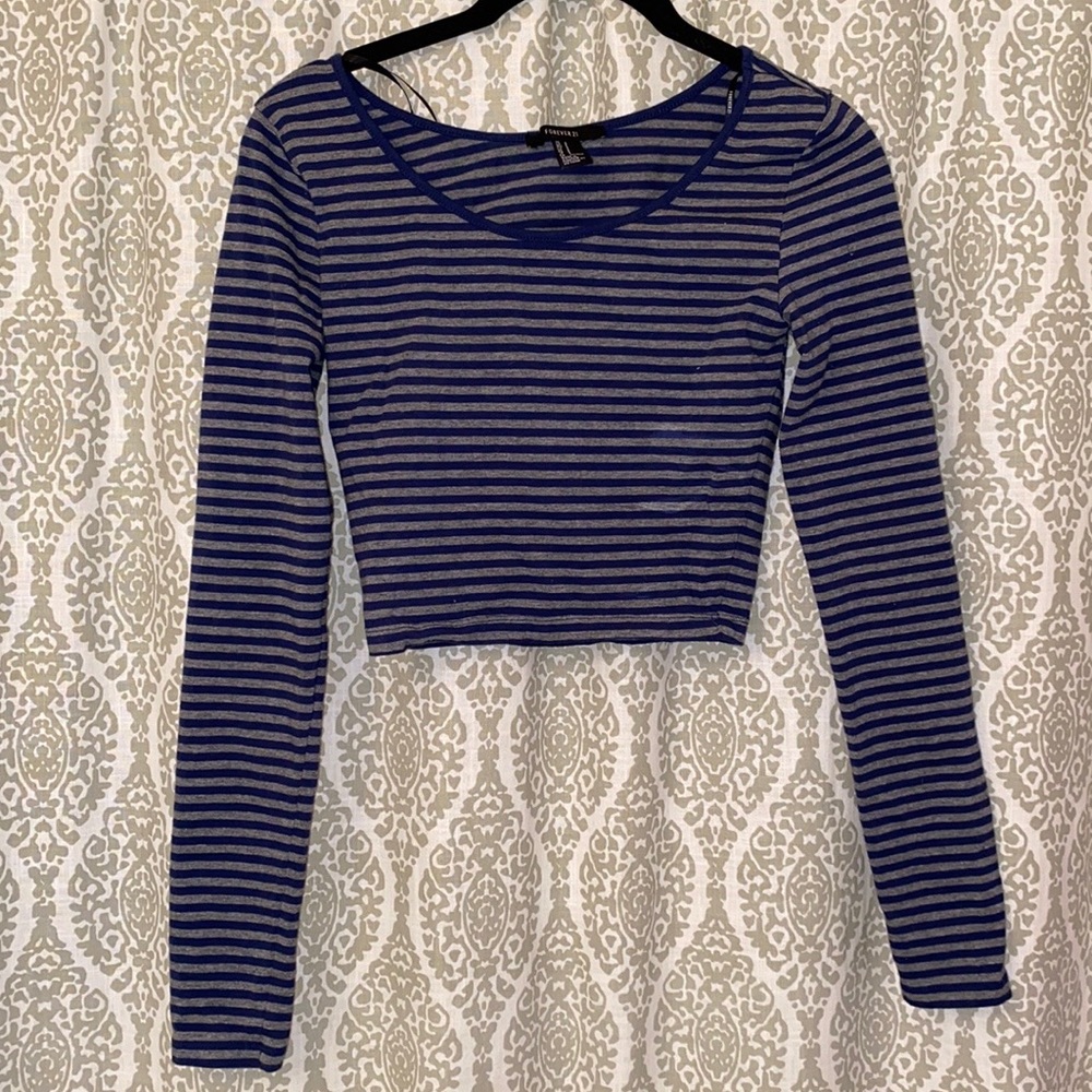 Long Sleeve Striped Crop Top